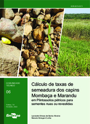 Thumbnail de Cálculo de taxas de semeadura dos capins Mombaça e Marandu em Plintossolos pétricos para sementes nuas ou revestidas.